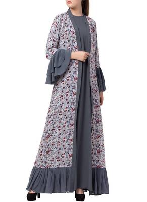 Multicolor  Abaya And Stylish Cardigan Combo. 2