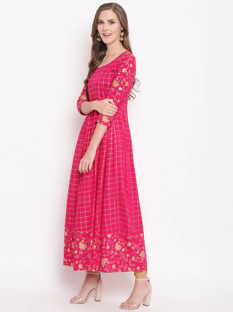 pankhuripink rayon printed kurti
