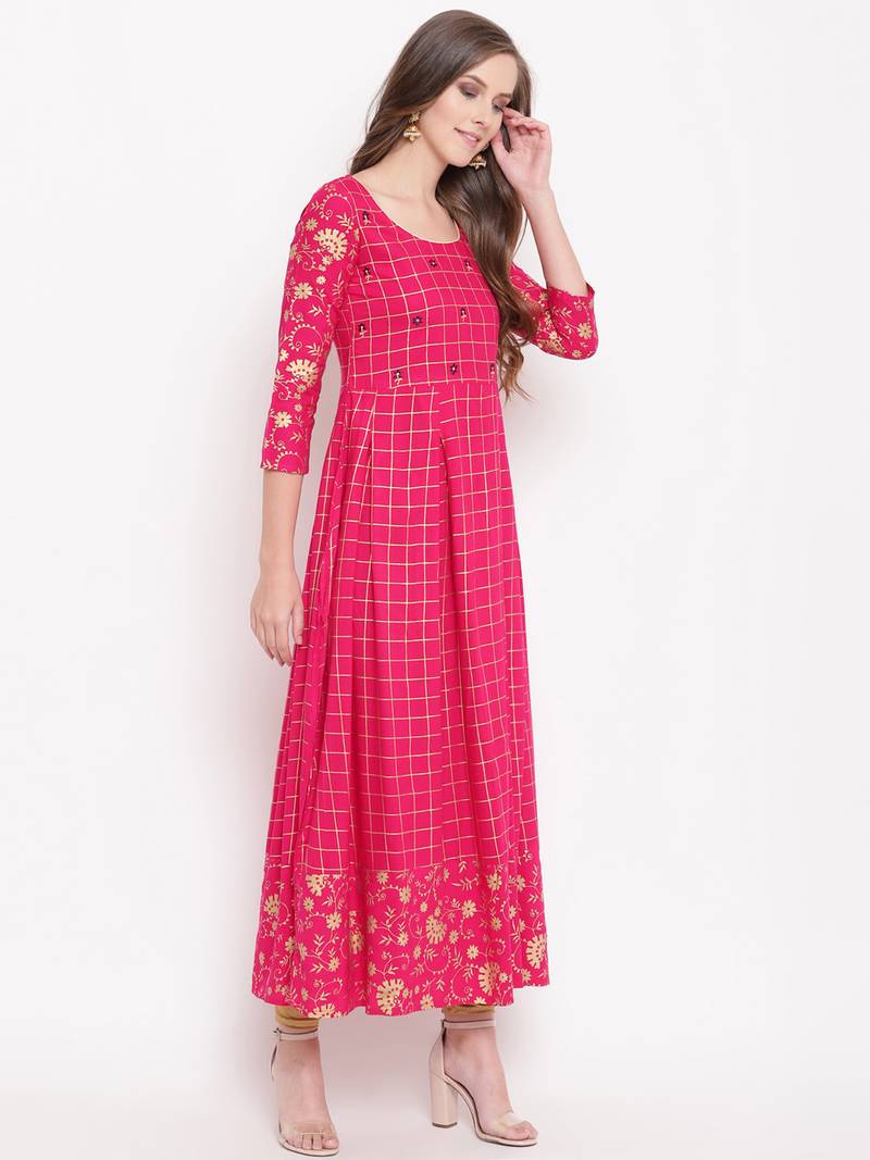 pankhuripink rayon printed kurti
