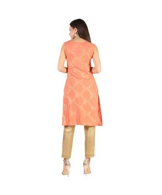 peach rayon stitched sleeveless kurtis 4