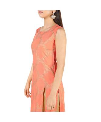peach rayon stitched sleeveless kurtis 5