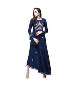 blue viscose stitched quarter_sleeve kurtis