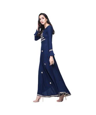 blue viscose stitched quarter_sleeve kurtis 2