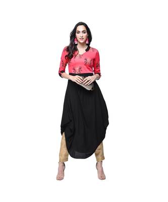 pink rayon stitched quarter_sleeve kurtis 1