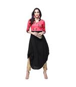 pink rayon stitched quarter_sleeve kurtis