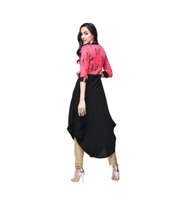 pink rayon stitched quarter_sleeve kurtis 3