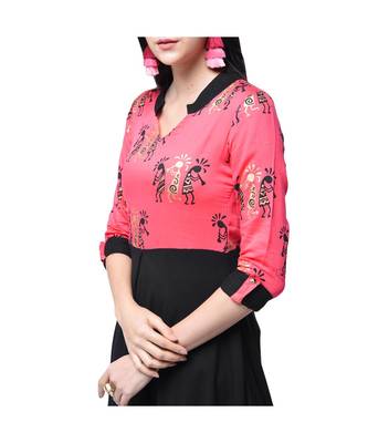 pink rayon stitched quarter_sleeve kurtis 4