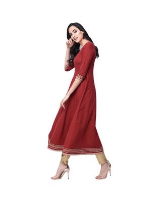 maroon viscose stitched quarter_sleeve kurtis 2