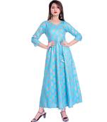 blue viscose stitched quarter_sleeve kurtis