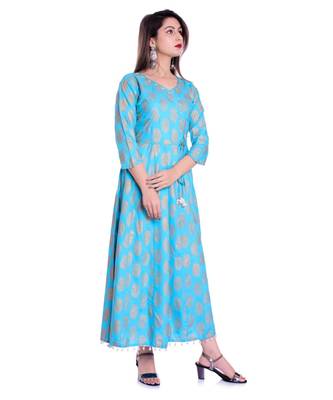 blue viscose stitched quarter_sleeve kurtis 2