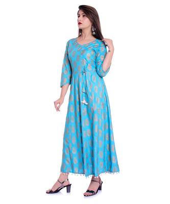 blue viscose stitched quarter_sleeve kurtis 3