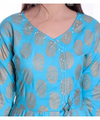 blue viscose stitched quarter_sleeve kurtis 5