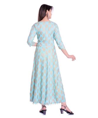 trquoise viscose stitched quarter_sleeve kurtis 4
