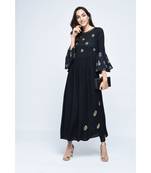black viscose stitched quarter_sleeve kurtis