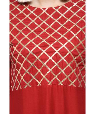 maroon viscose stitched quarter_sleeve kurtis 4