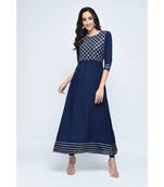 blue viscose stitched quarter_sleeve kurtis