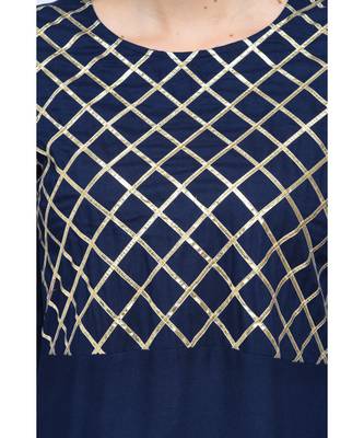 blue viscose stitched quarter_sleeve kurtis 4
