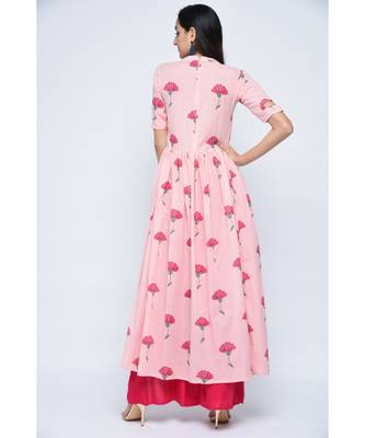 pink cotton stitched half_sleeve kurtis 2