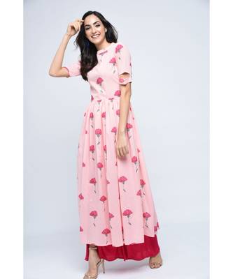 pink cotton stitched half_sleeve kurtis 3