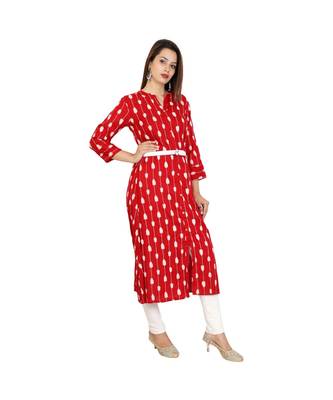 maroon rayon stitched quarter_sleeve kurtis 2