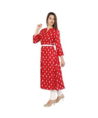 maroon rayon stitched quarter_sleeve kurtis 3