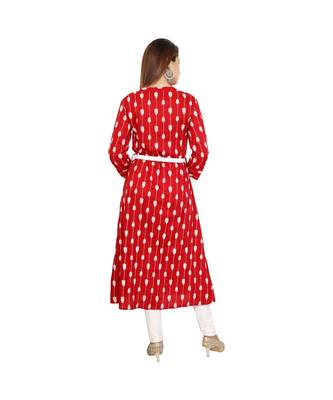 maroon rayon stitched quarter_sleeve kurtis 4