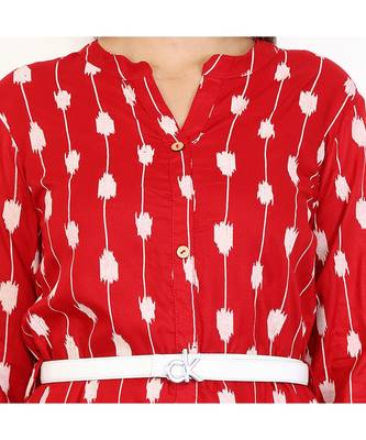 maroon rayon stitched quarter_sleeve kurtis 5