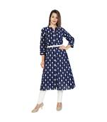 blue cotton stitched quarter_sleeve kurtis