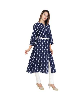 blue cotton stitched quarter_sleeve kurtis 2