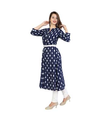 blue cotton stitched quarter_sleeve kurtis 3