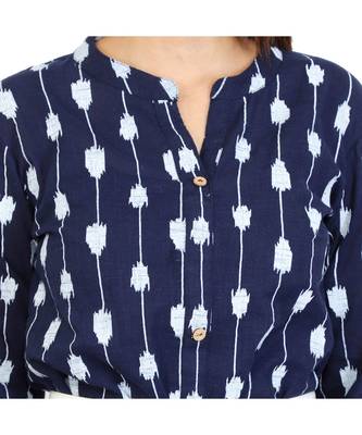 blue cotton stitched quarter_sleeve kurtis 5