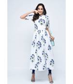 white cotton stitched quarter_sleeve kurtis