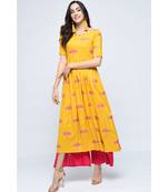 yellow viscose stitched half_sleeve kurtis