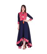 blue viscose stitched quarter_sleeve kurtis