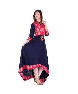 blue viscose stitched quarter_sleeve kurtis 2