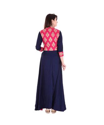 blue viscose stitched quarter_sleeve kurtis 4