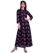 navy viscose stitched quarter_sleeve kurtis