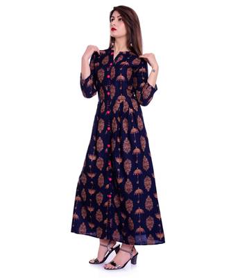 navy viscose stitched quarter_sleeve kurtis 3