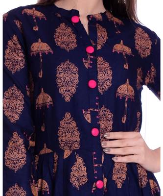 navy viscose stitched quarter_sleeve kurtis 5