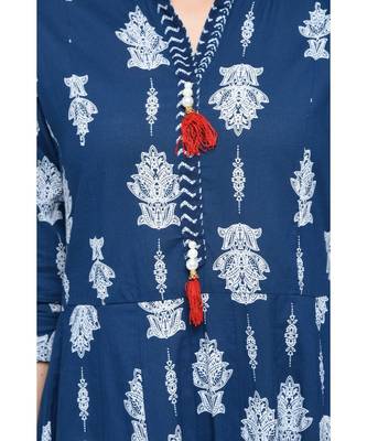 blue cotton stitched quarter_sleeve kurtis 4