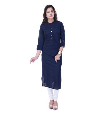 navy cotton stitched quarter_sleeve kurtis 1