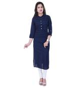 navy cotton stitched quarter_sleeve kurtis