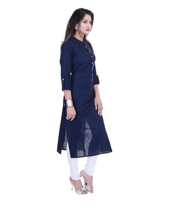 navy cotton stitched quarter_sleeve kurtis 2