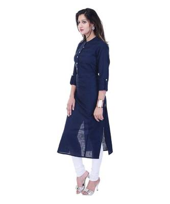 navy cotton stitched quarter_sleeve kurtis 3