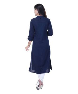 navy cotton stitched quarter_sleeve kurtis 4