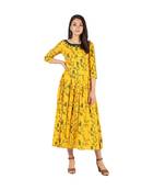 mustard rayon stitched quarter_sleeve kurtis
