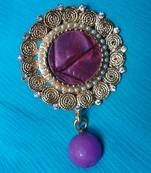 Gold Amethyst brooch