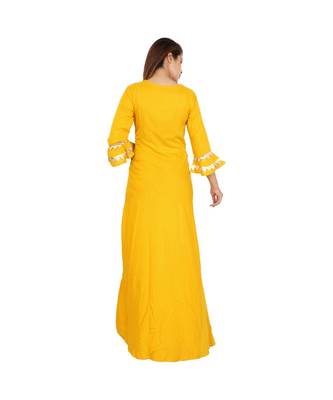 yellow rayon stitched quarter_sleeve kurtis 4