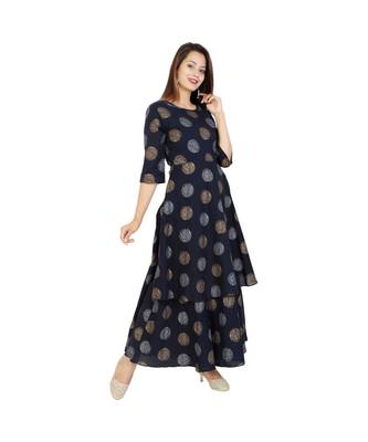 navy cotton stitched quarter_sleeve kurtis 2