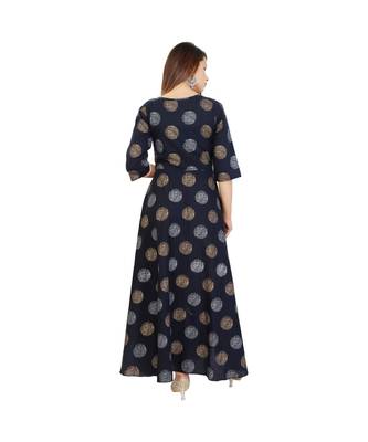 navy cotton stitched quarter_sleeve kurtis 4